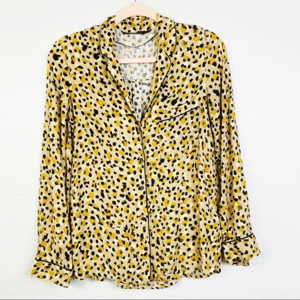ZARA Basic Collection Leopard Print Collared Blou… - image 5